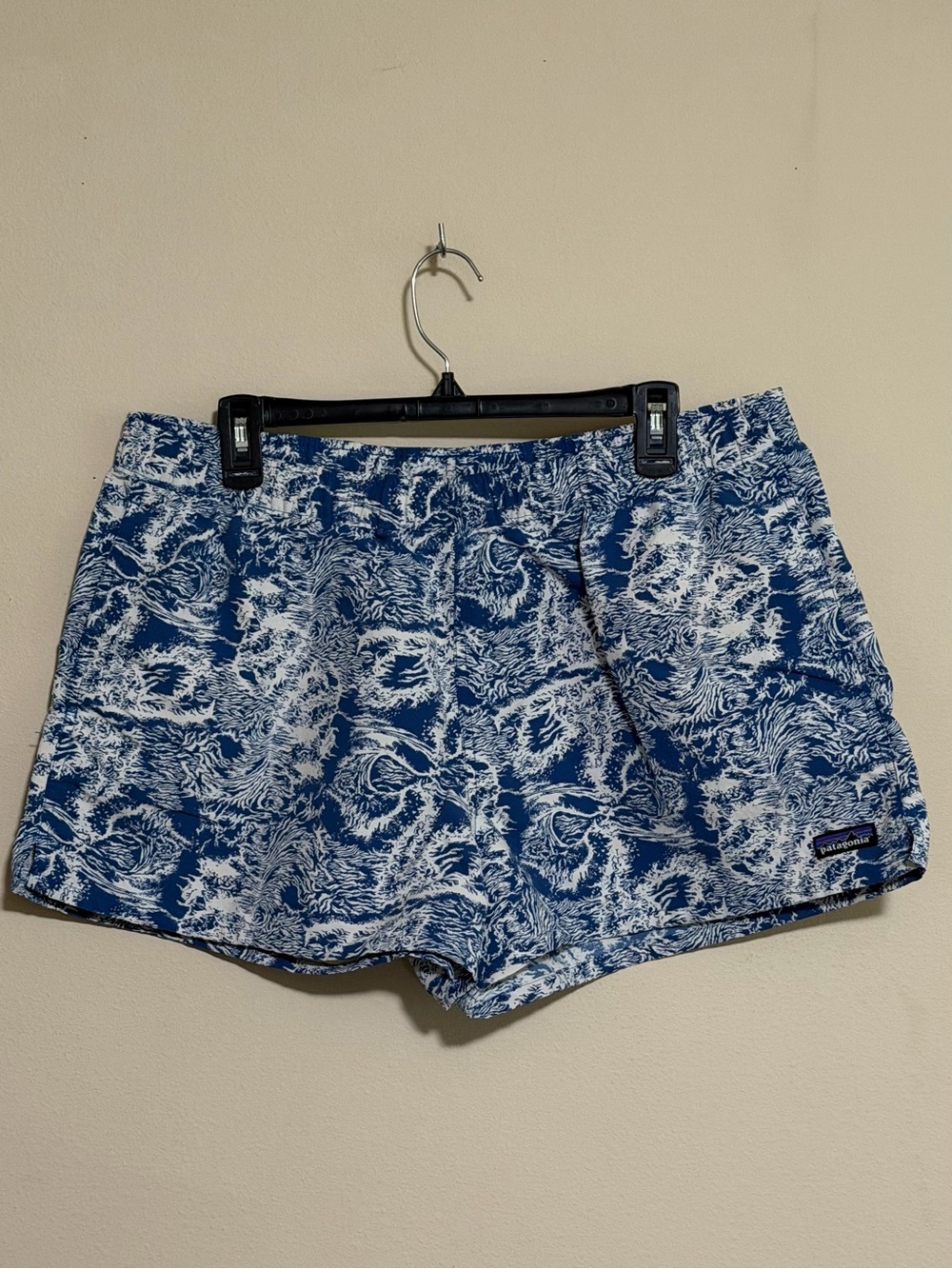 Patagonia Blue and White Printed Women’s Athletic Shorts